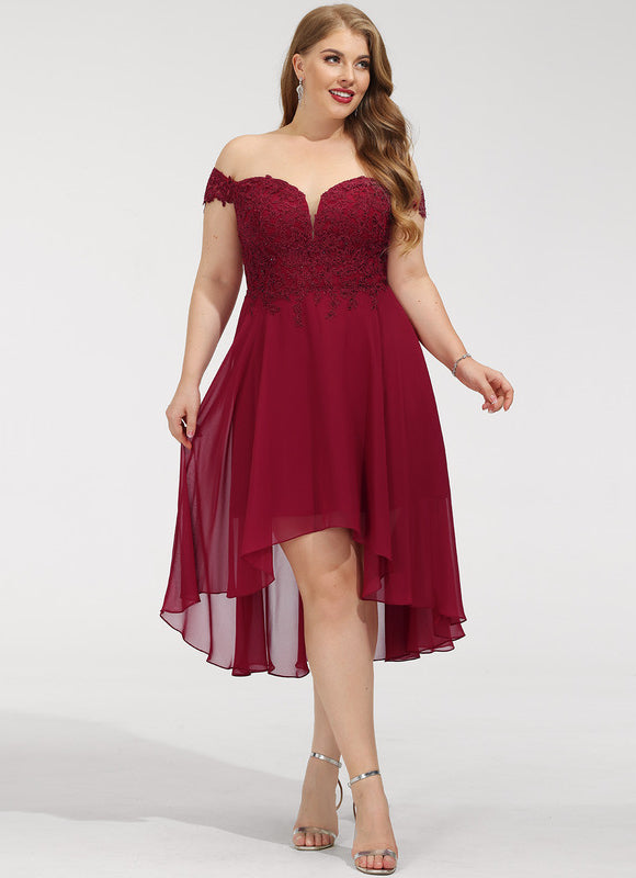 Robe Asymétrique Cocktail Bordeaux - gallery 6