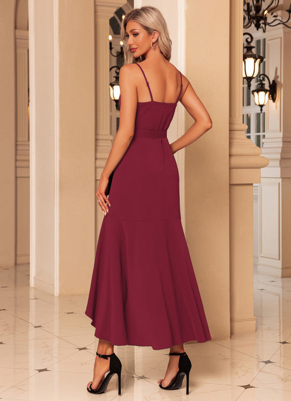 Robe Asymétrique Maxi Froncée Émeraude - gallery 9