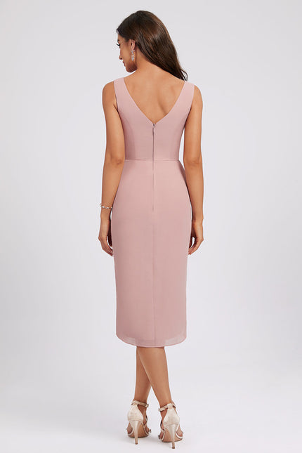 Robe Asymétrique Plissée Rose - gallery 4