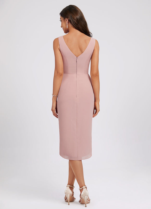 Robe Asymétrique Plissée Rose - gallery 4