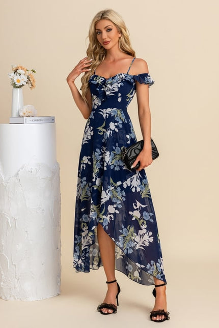 Robe Asymétrique Florale Verte - gallery 9