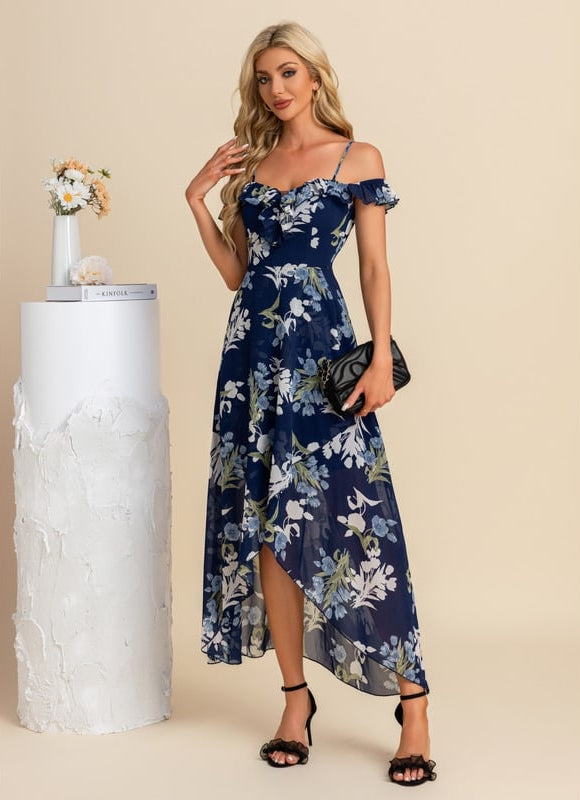 Robe Asymétrique Florale Verte - gallery 9