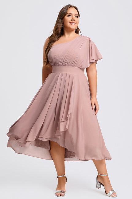 Robe Asymétrique Asymétrique Rose Élégante - gallery 8