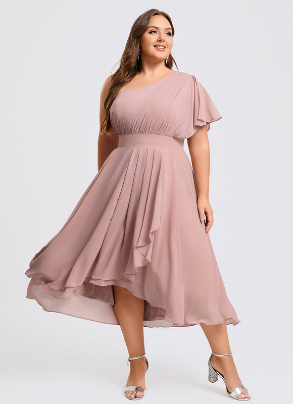 Robe Asymétrique Asymétrique Rose Élégante - gallery 8