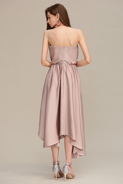 Robe Asymétrique Satin Nude - gallery 2