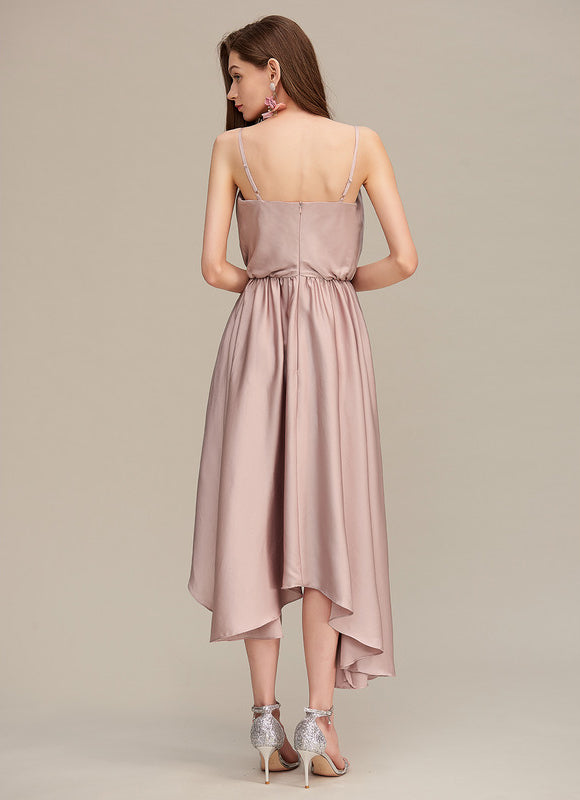 Robe Asymétrique Satin Nude - gallery 2