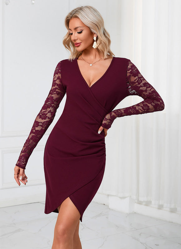 Robe Bordeaux Asymétrique - gallery 3