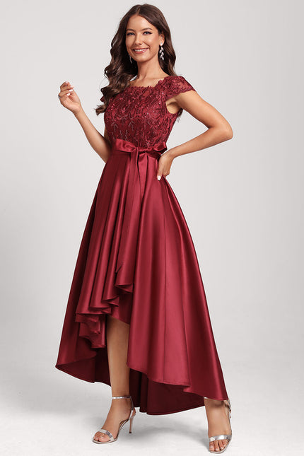 Robe Asymétrique Satinée Pétale Étoilée - gallery 4