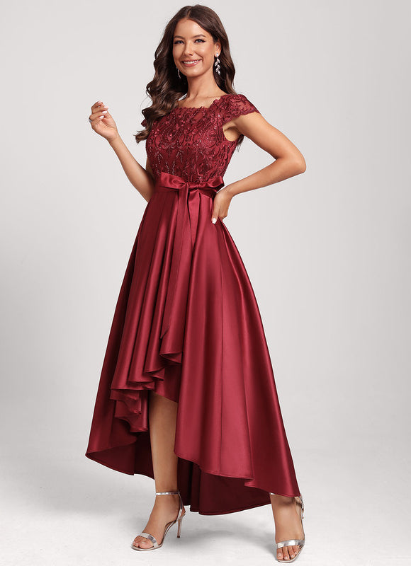 Robe Asymétrique Satinée Pétale Étoilée - gallery 4