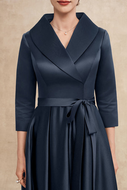 Robe Asymétrique Satin Col Châle - gallery 6