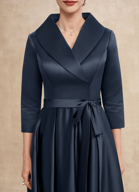 Robe Asymétrique Satin Col Châle - gallery 6