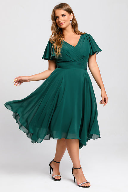 Robe Courte Asymétrique Coupe Trapèze À Volants - gallery 8