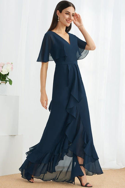 Robe Courte Asymétrique Coupe Trapèze À Volants - gallery 1