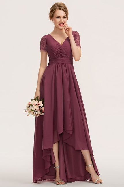 Robe Asymétrique Fluide Dentelle Marine - gallery 3