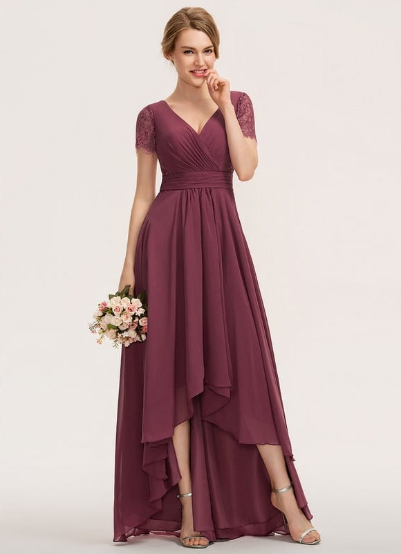 Robe Asymétrique Fluide Dentelle Marine - gallery 3