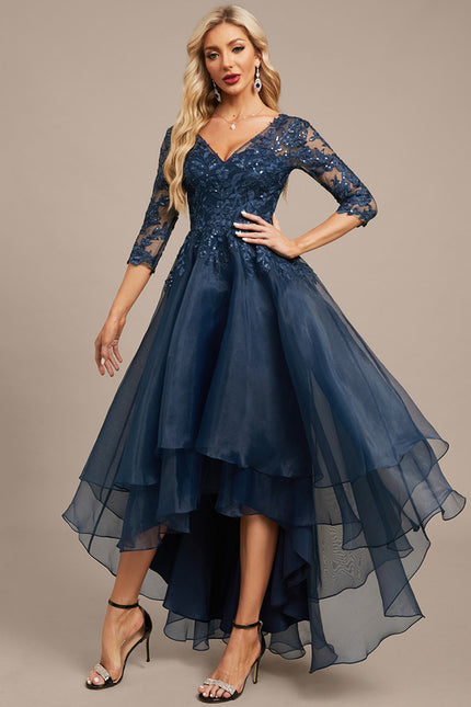 Robe Asymétrique Soirée Bleu Nuit - gallery 2
