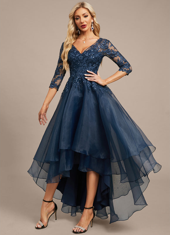 Robe Asymétrique Soirée Bleu Nuit - gallery 2