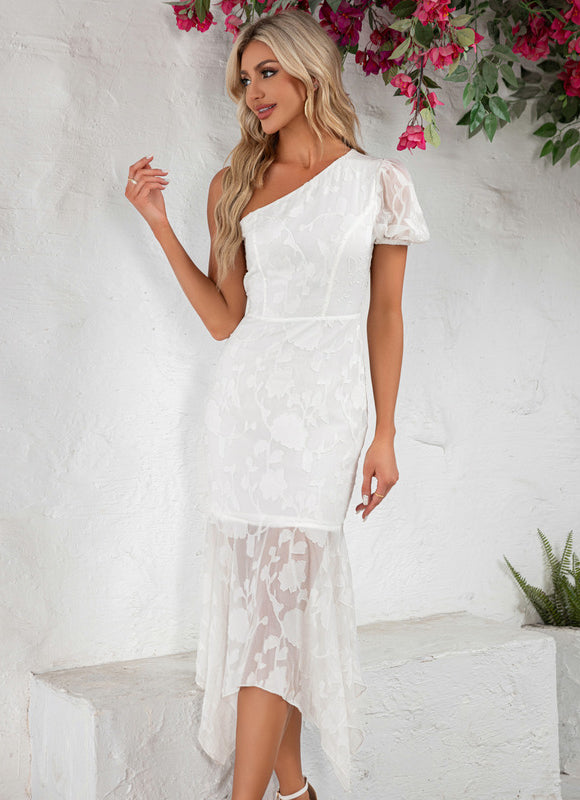 Robe Asymétrique Blanche Florale
