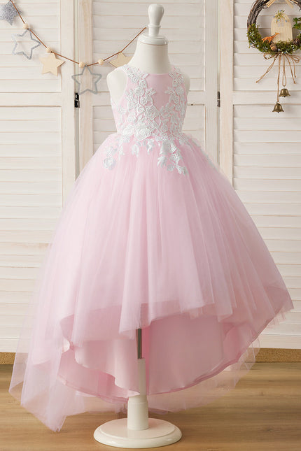 Robe Asymétrique Tulle Rose Décorative - gallery 1