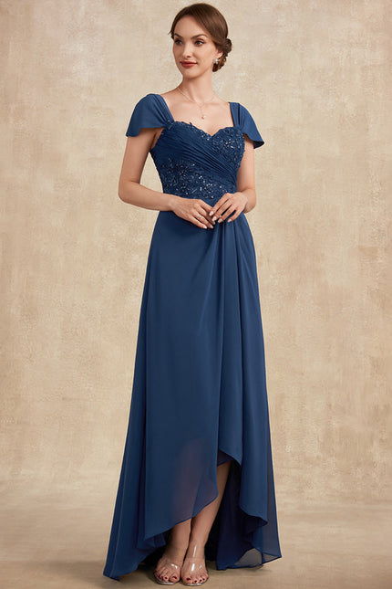 Robe Asymétrique Mousseline Bleu Profond - gallery 5