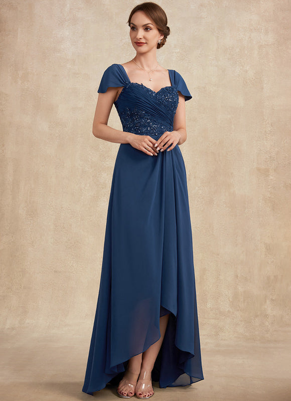 Robe Asymétrique Mousseline Bleu Profond - gallery 5