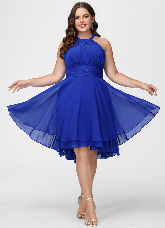 Robe Asymétrique Fluide À Volants - gallery 9
