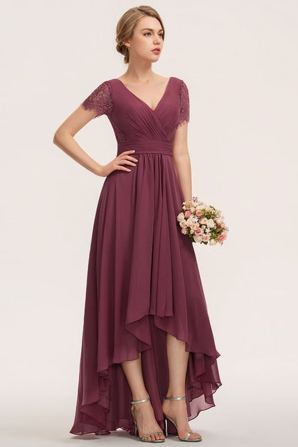 Robe Asymétrique Fluide Dentelle Marine - gallery 2