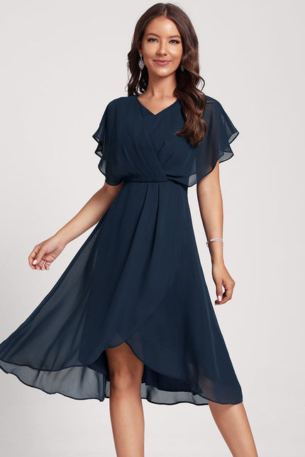 Robe Courte Asymétrique Coupe Trapèze À Volants