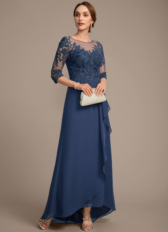 Robe Asymétrique Bleu Ornée - gallery 4