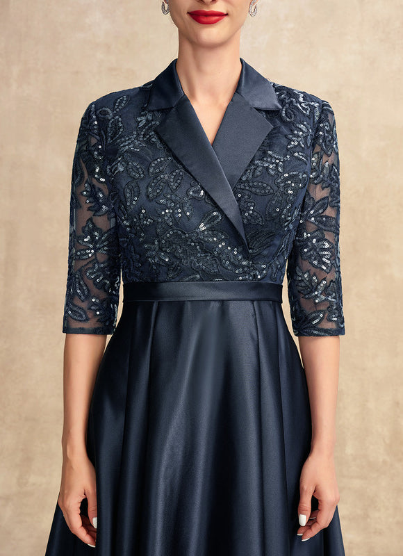 Robe Asymétrique Satinée Nuit - gallery 1