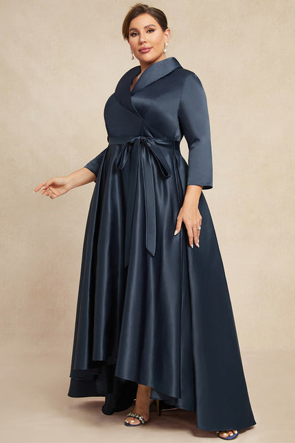 Robe Asymétrique Satin Col Châle - gallery 7