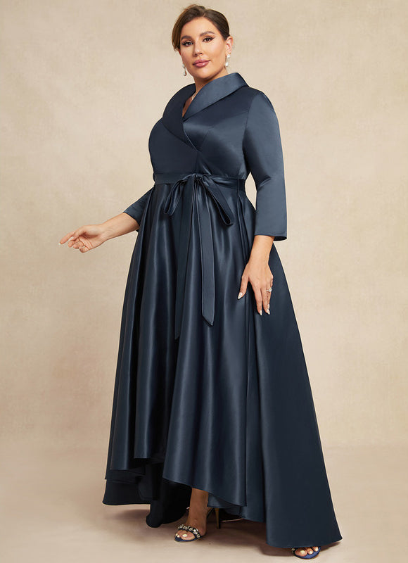 Robe Asymétrique Satin Col Châle - gallery 7