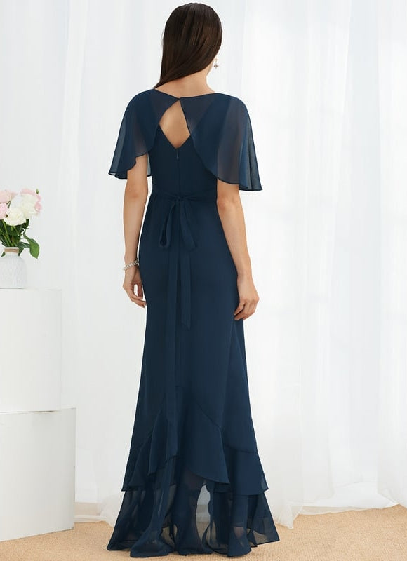 Robe Courte Asymétrique Coupe Trapèze À Volants - gallery 3
