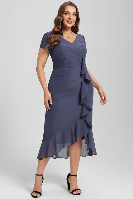 Robe Asymétrique Fluide Grisâtre - gallery 7