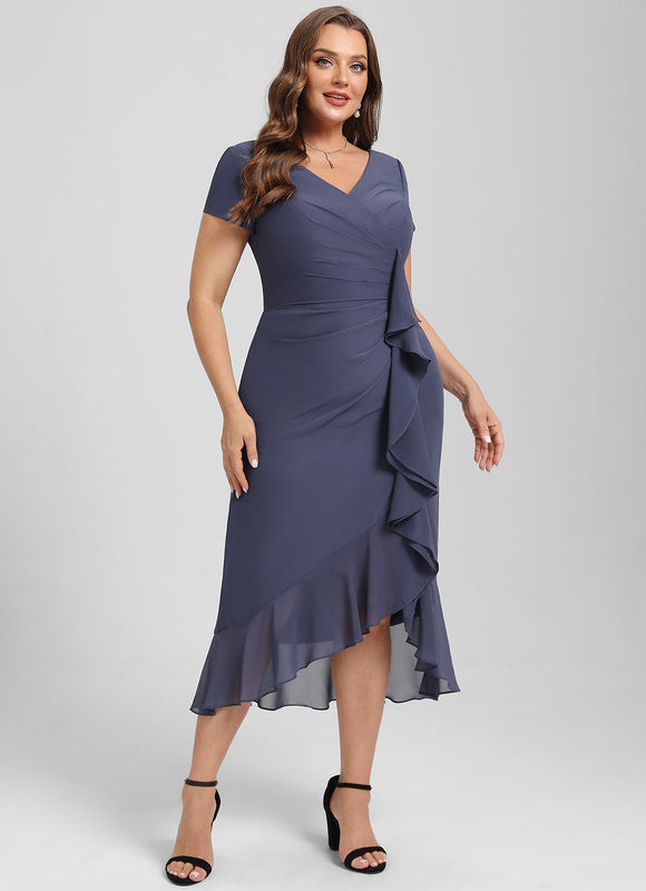 Robe Asymétrique Fluide Grisâtre - gallery 7