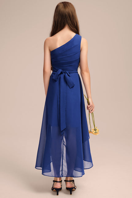 Robe Asymétrique Chiffon Bleu - gallery 4