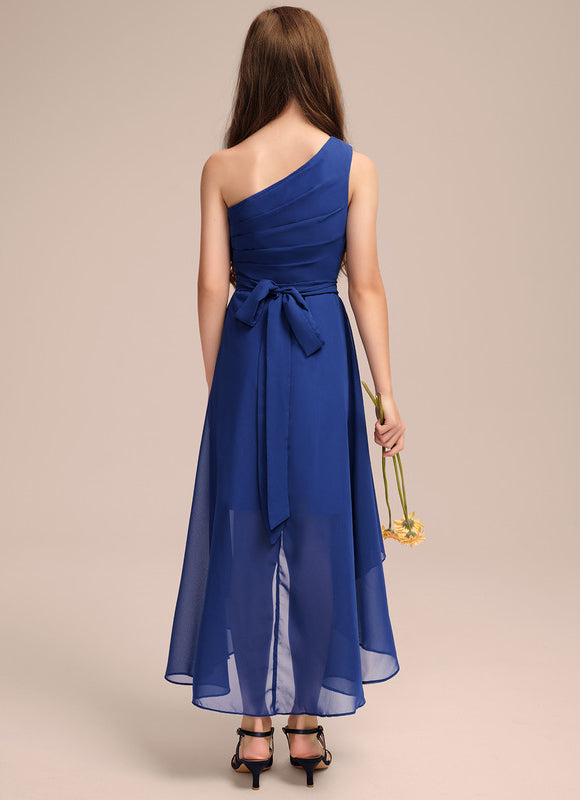 Robe Asymétrique Chiffon Bleu - gallery 4
