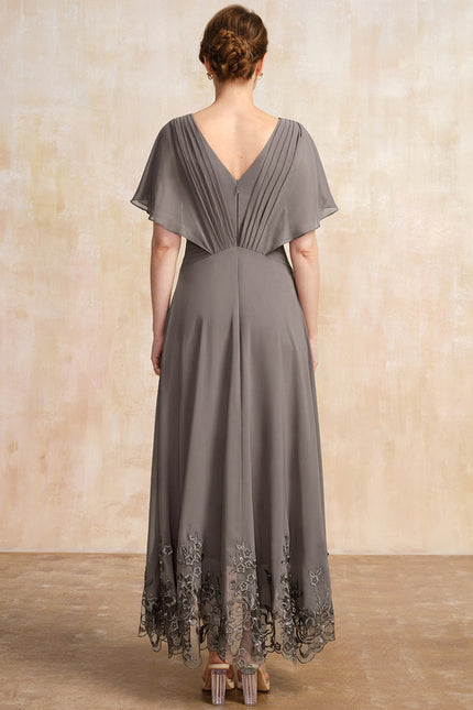 Robe Asymétrique Mère Mariée Dentelle Bleu - gallery 7