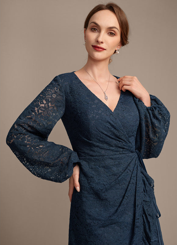 Robe Asymétrique Dentelle Marine - gallery 2