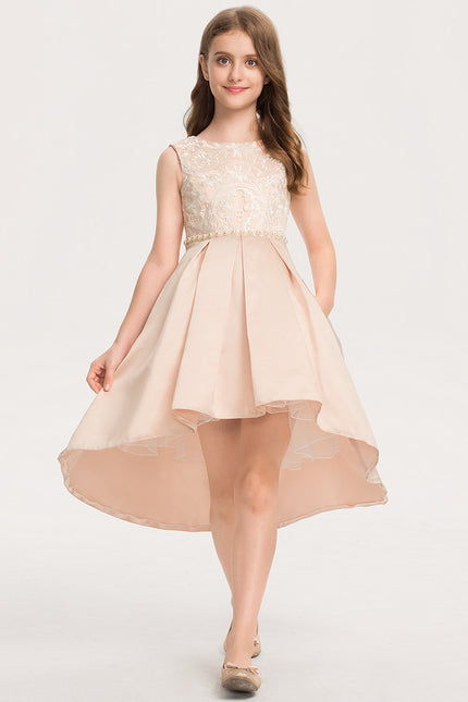 Robe Asymétrique En Satin Perlée