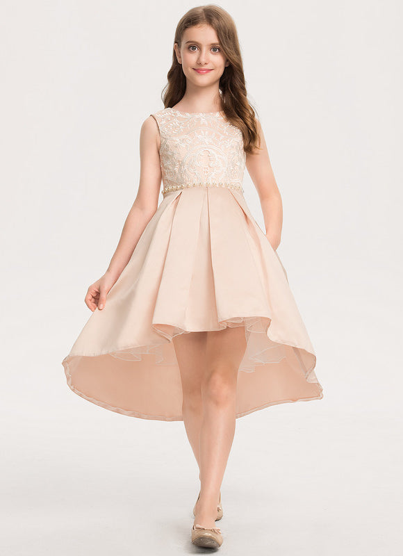 Robe Asymétrique En Satin Perlée