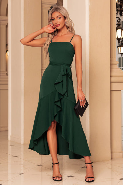 Robe Asymétrique Maxi Froncée Émeraude