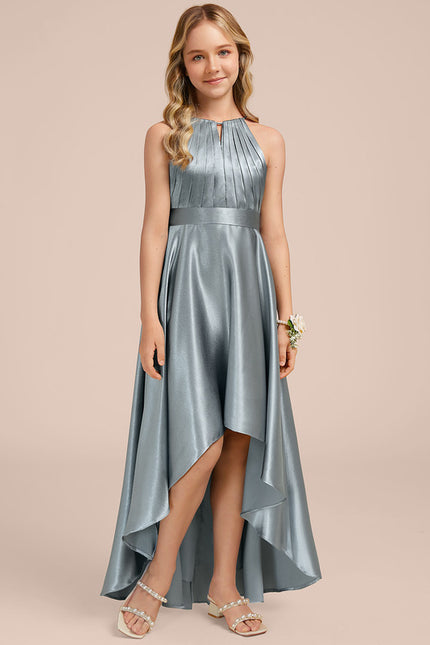 Robe Asymétrique Satinée Asymétrique Marine - gallery 3