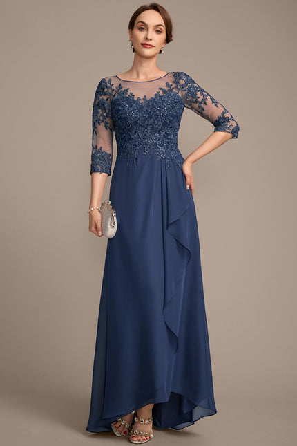 Robe Asymétrique Bleu Ornée