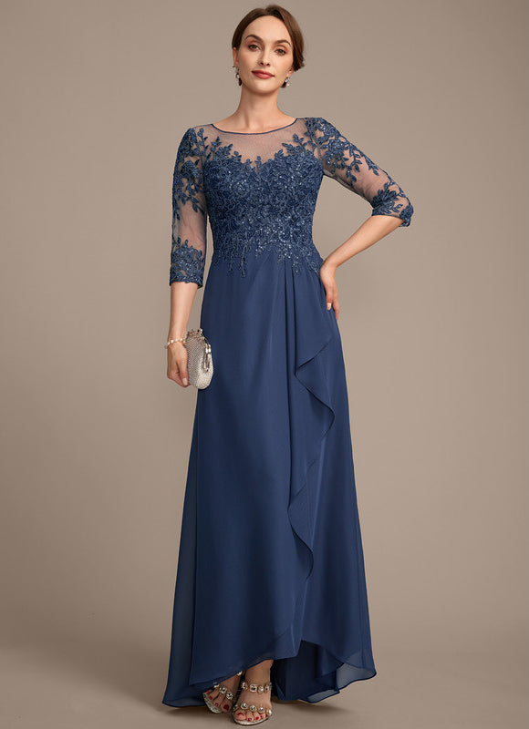 Robe Asymétrique Bleu Ornée