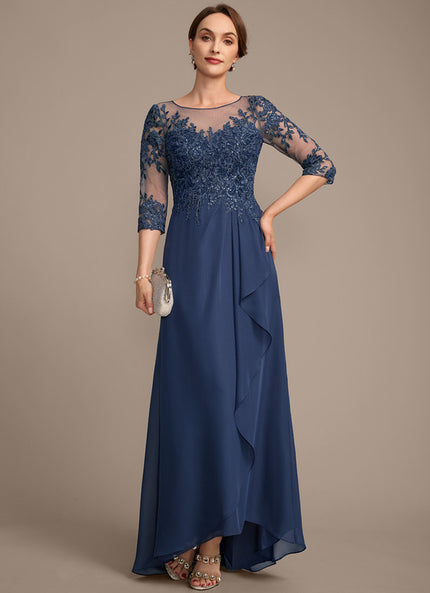 Robe Asymétrique Bleu Ornée