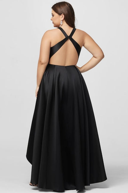 Robe Asymétrique Satin Noir - gallery 7