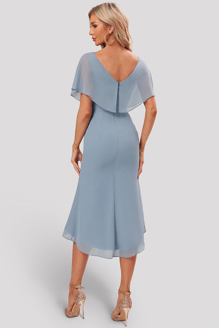 Robe Asymétrique Cocktail Bordeaux Volants - gallery 5