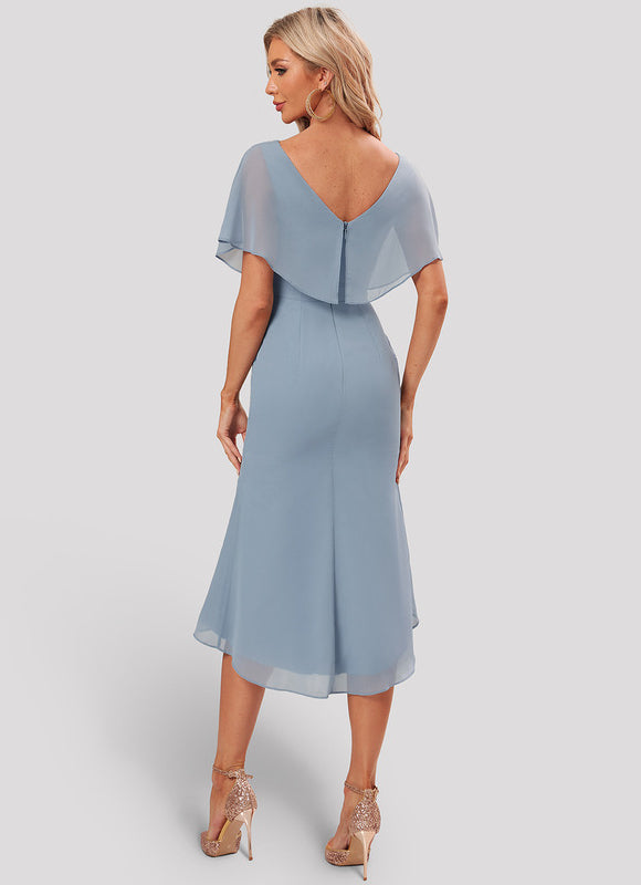 Robe Asymétrique Cocktail Bordeaux Volants - gallery 5