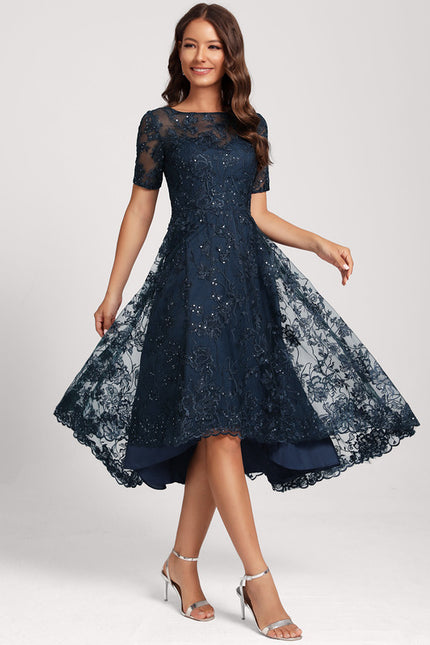 Robe Asymétrique Dentelle Étoilée - gallery 1